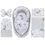 Baba szett 5 az 1-ben - Safari grey - pamut/velvet