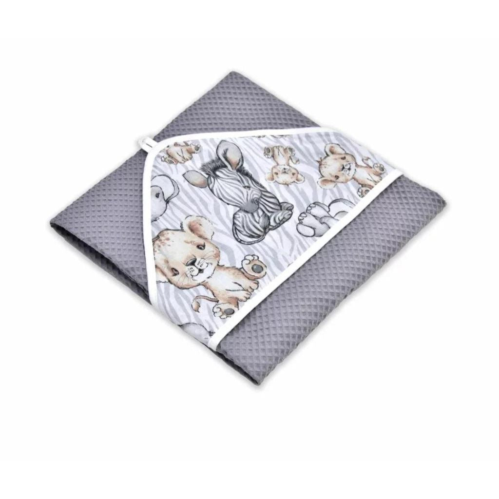 Fürdőszett: kapucnis törölköző és 2 kis törölköző - Safari Grey