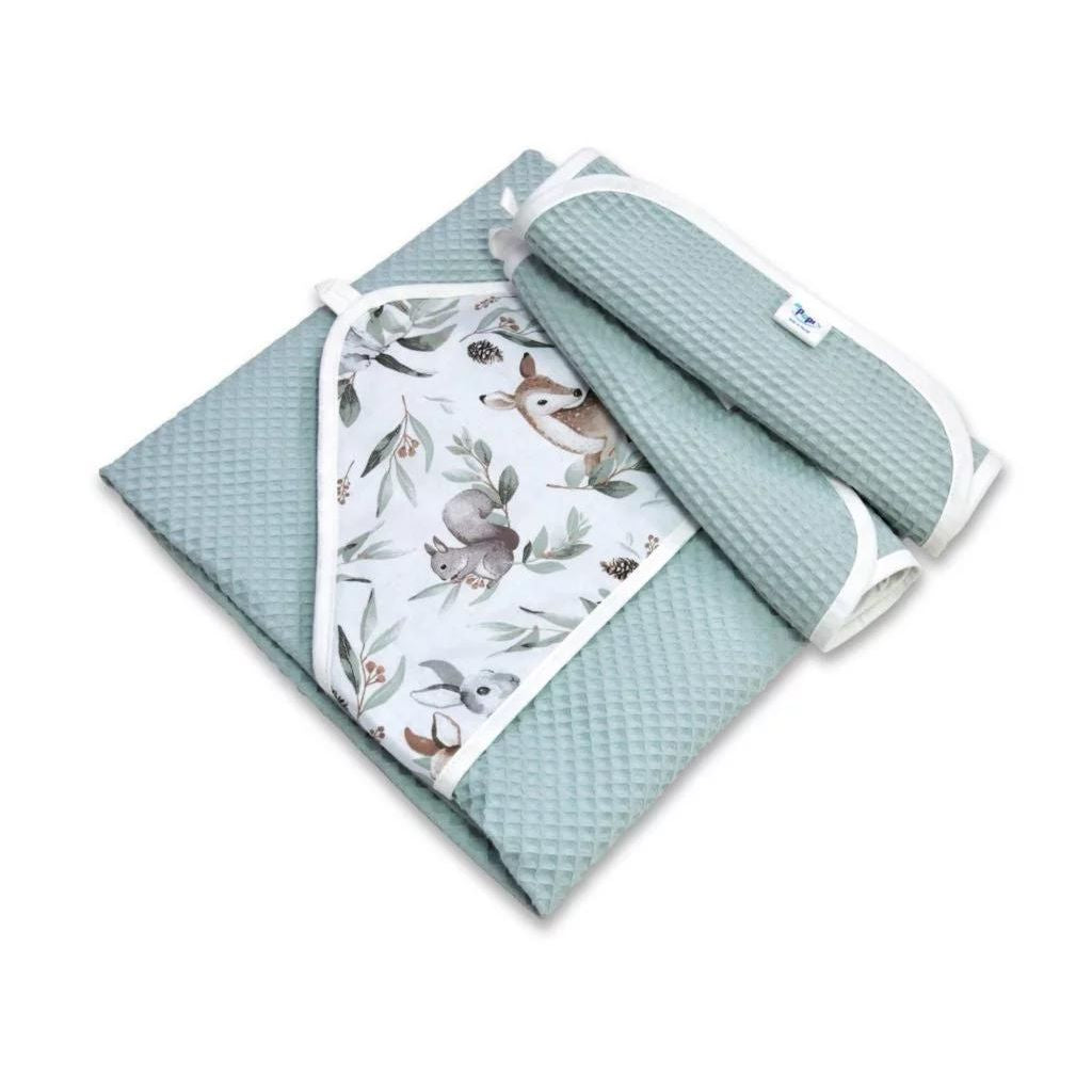 Fürdőszett: kapucnis törölköző és 2 kis törölköző - Green Groove