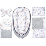 Baba szett 5 az 1-ben - Forest Friends grey - pamut/velvet
