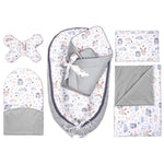 Baba szett 6 az 1-ben - Forest Friends grey - pamut/velvet