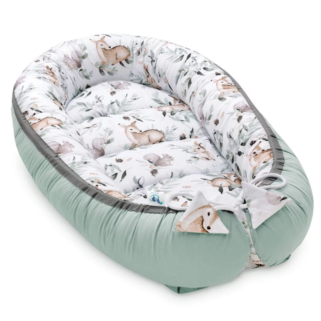 Babafészek és pólya szett - Green Groove Sage - pamut