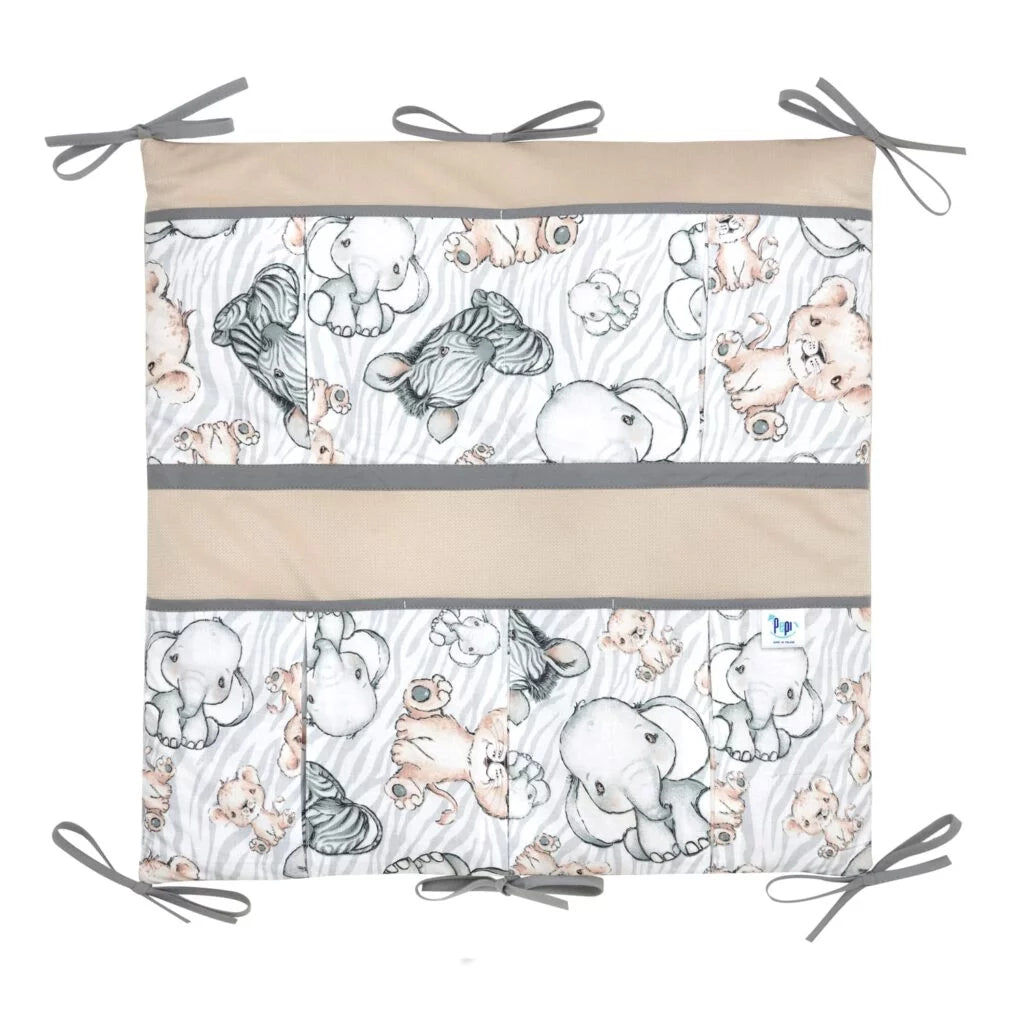 Kiságyra szerelhető tároló 52x52 - Safari cappucino - pamut/velvet