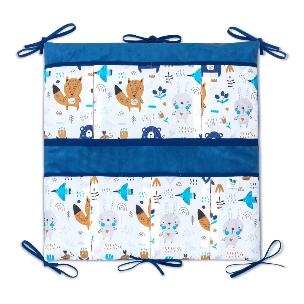 Kiságyra szerelhető tároló 52x52 - Blue Bear - pamut/velvet