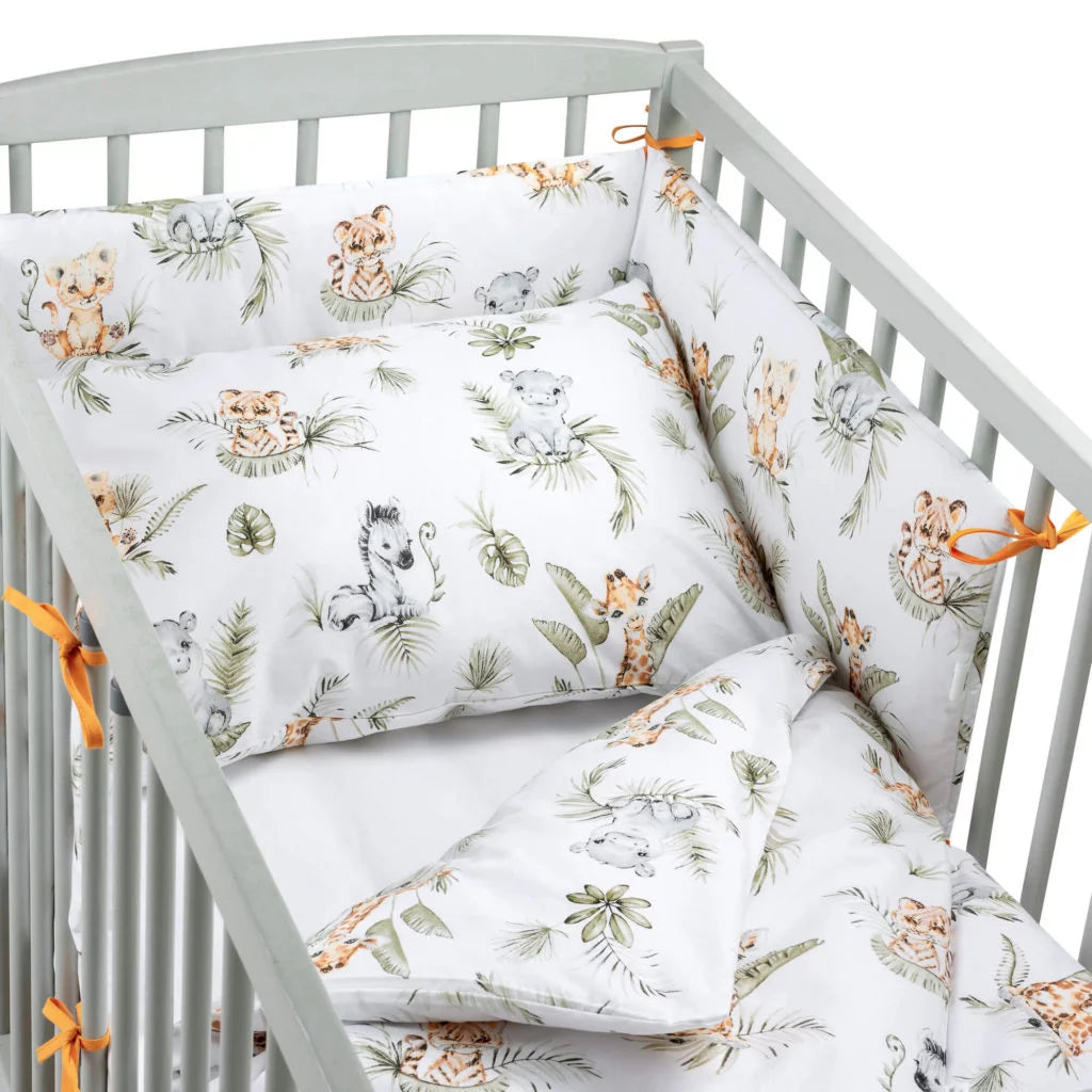 Ágyneműhuzat 4az1-ben - garnitúra kiságyba (90x120) lepedővel és rácsvédővel - Afrimals