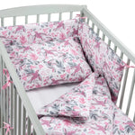 Ágyneműhuzat 4az1-ben - garnitúra kiságyba (90x120) lepedővel és rácsvédővel - Hummingbird rosa