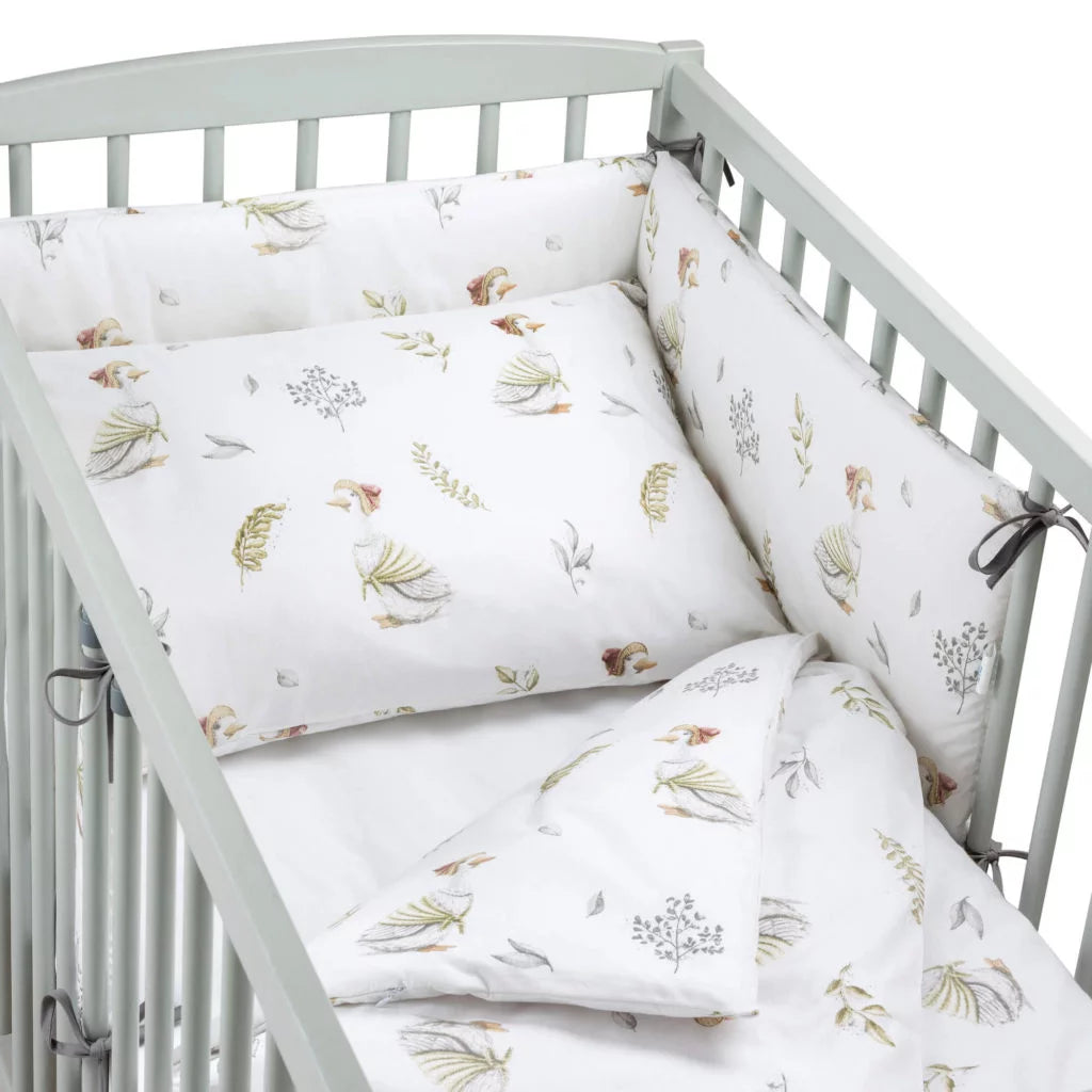 Ágyneműhuzat 4az1-ben - garnitúra kiságyba (90x120) lepedővel és rácsvédővel - Lady Goose