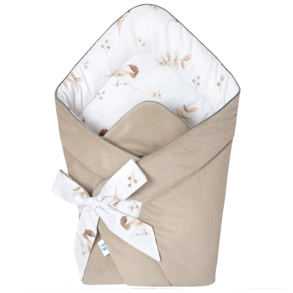 Pólya/takaró - Lovely Bird cappucino - pamut/velvet