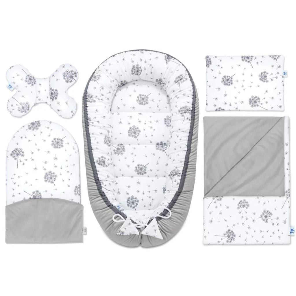 Baba szett 5 az 1-ben - Summer Wind grey - pamut/velvet