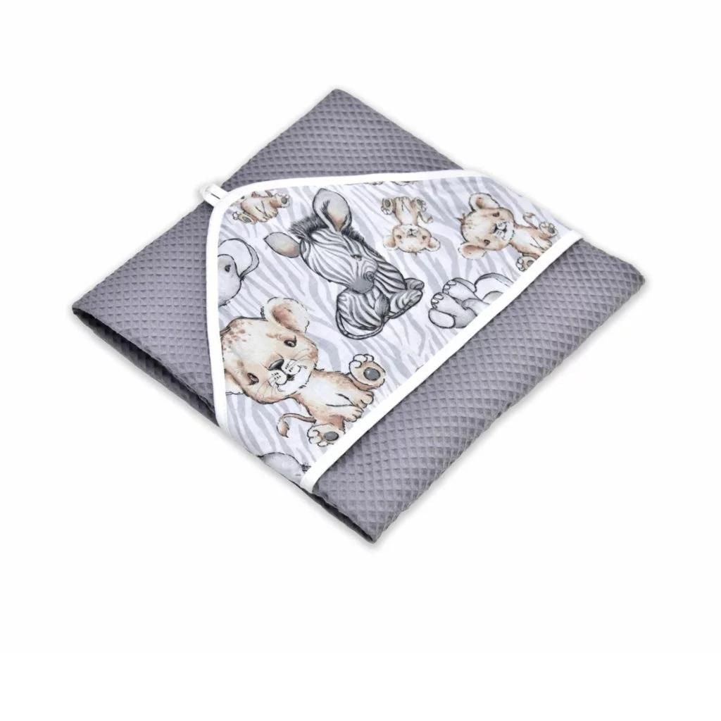 Fürdőlepedő kapucnival - Safari grey - pamut
