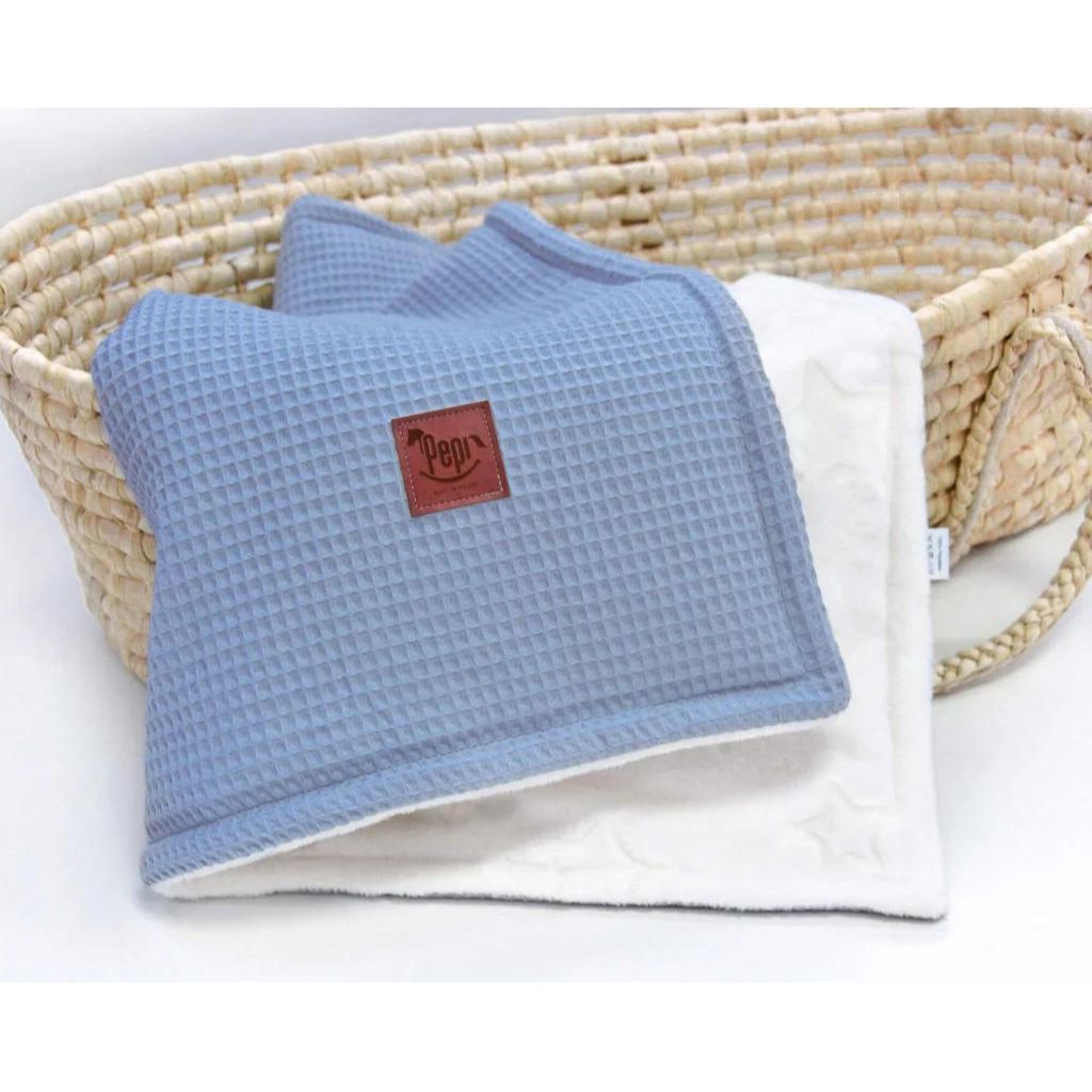 Téli takaró 75x100 - jeans - plüss/gofri pamut