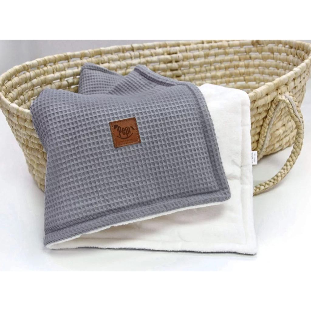 Téli takaró 75x100 - grey - plüss/gofri pamut