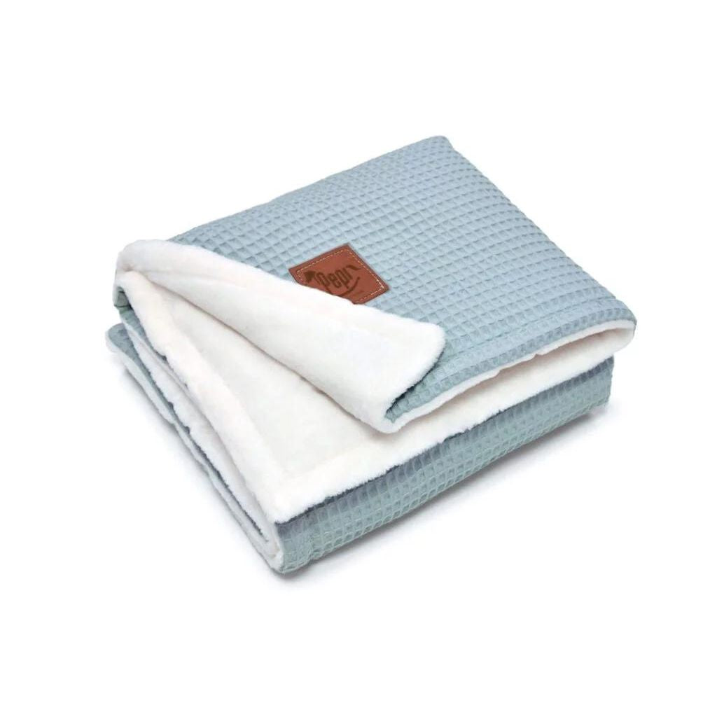 Téli takaró 55×75 - sea mint - plüss/gofri pamut