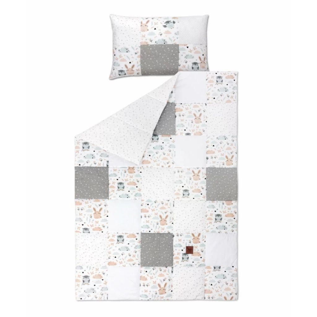 Patchwork paplan 100x140 párnahuzattal 40x60 - Forest Friends - pamut