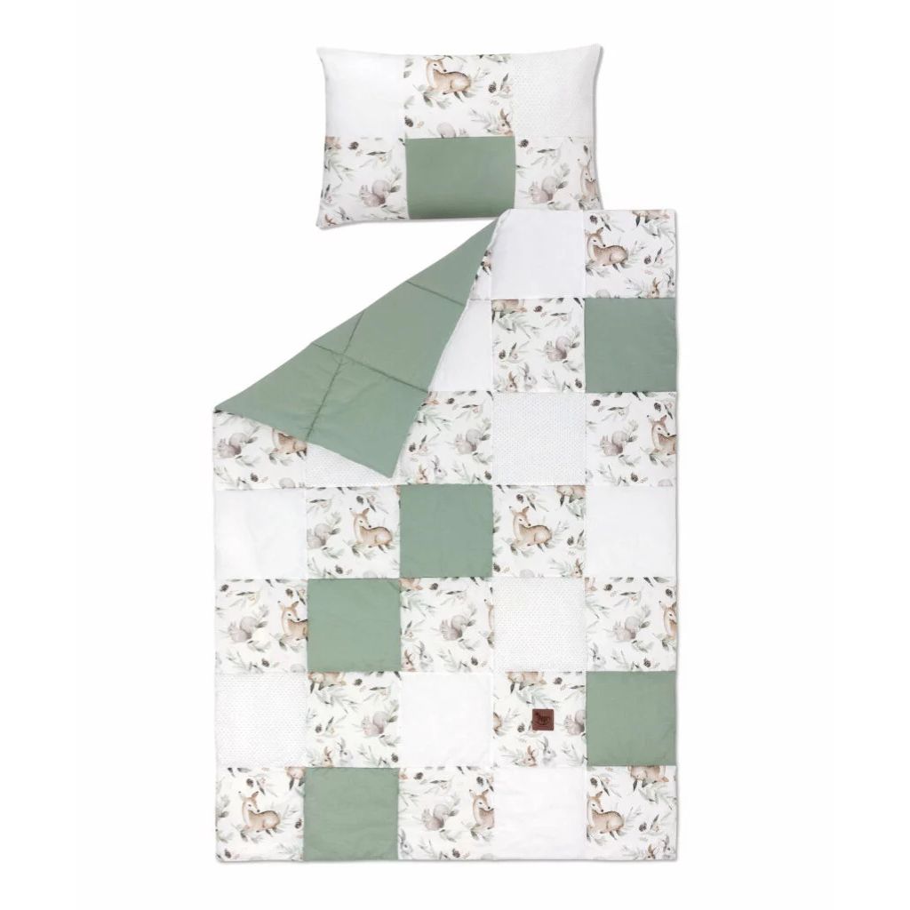 Patchwork paplan 100x140 párnahuzattal 40x60 - Green Groove - pamut