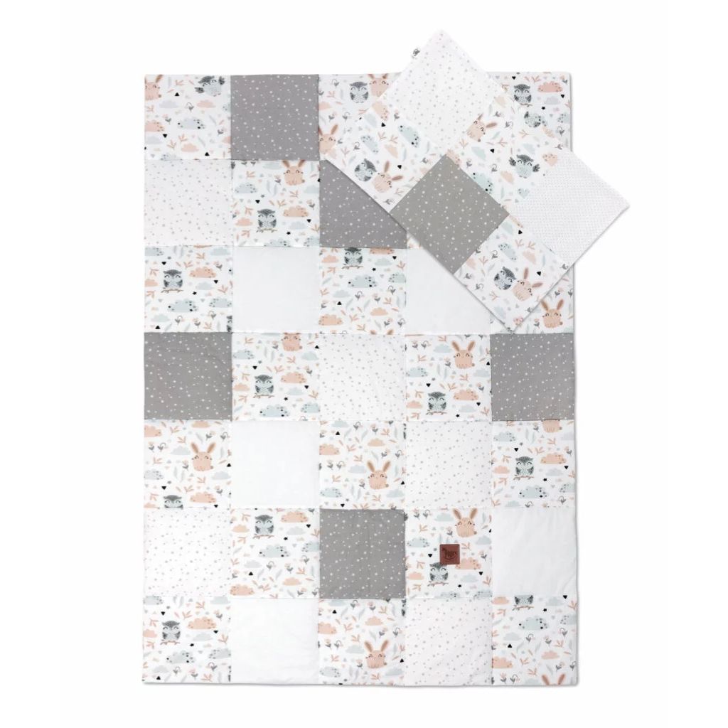 Patchwork paplan 100x140 párnahuzattal 40x60 - Forest Friends - pamut