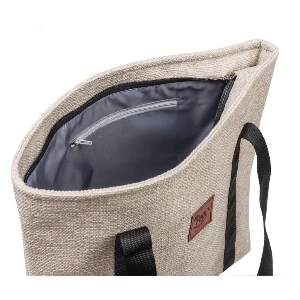 Shopper táska cipzárral - ecru linen