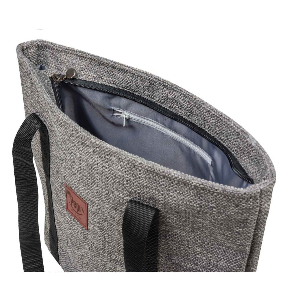 Shopper táska cipzárral - mocca linen