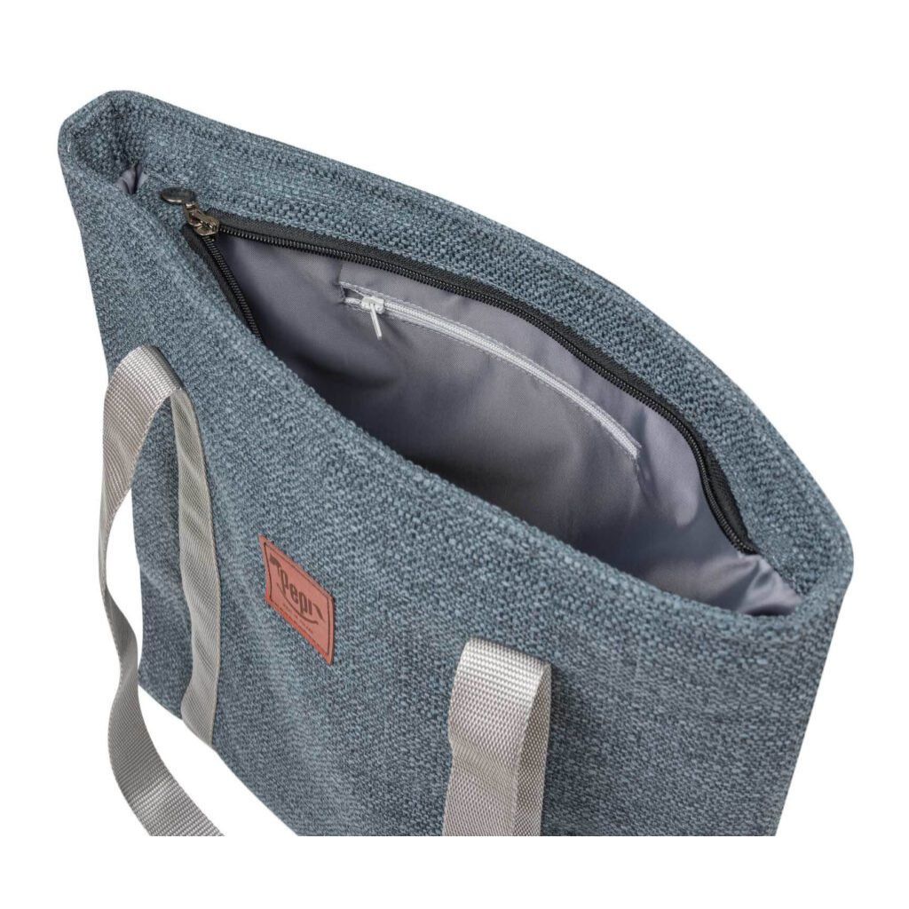 Shopper táska cipzárral - jeans linen