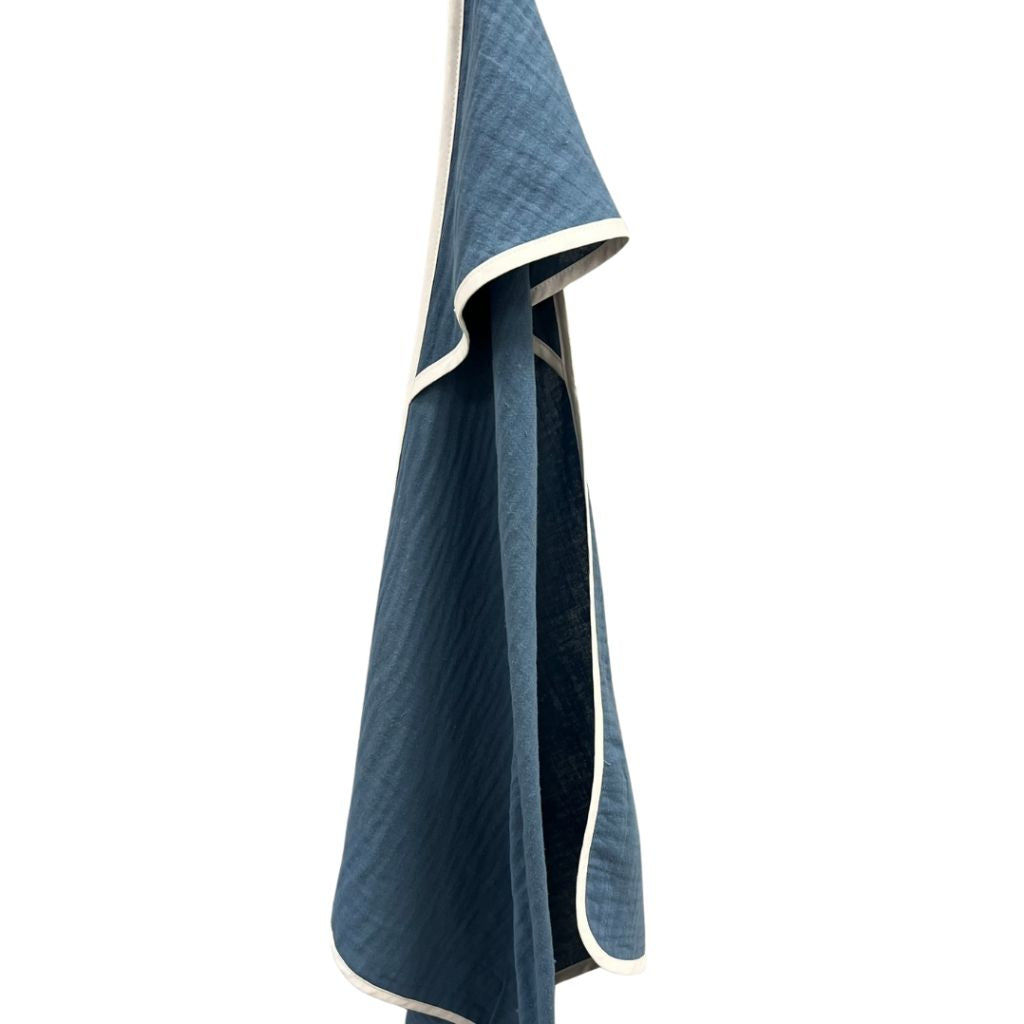 Fürdőlepedő kapucnival - Blue - prémium muszlin