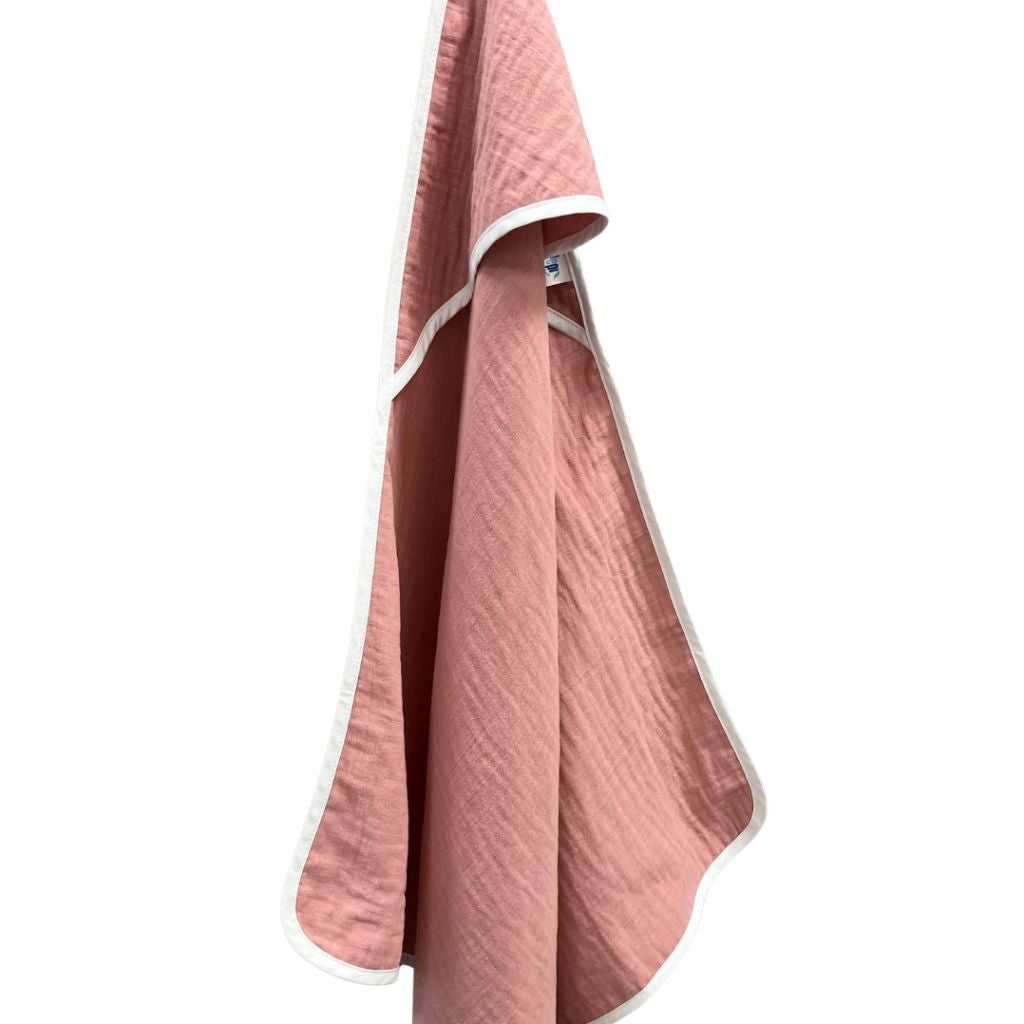 Fürdőlepedő kapucnival - Pink - prémium muszlin