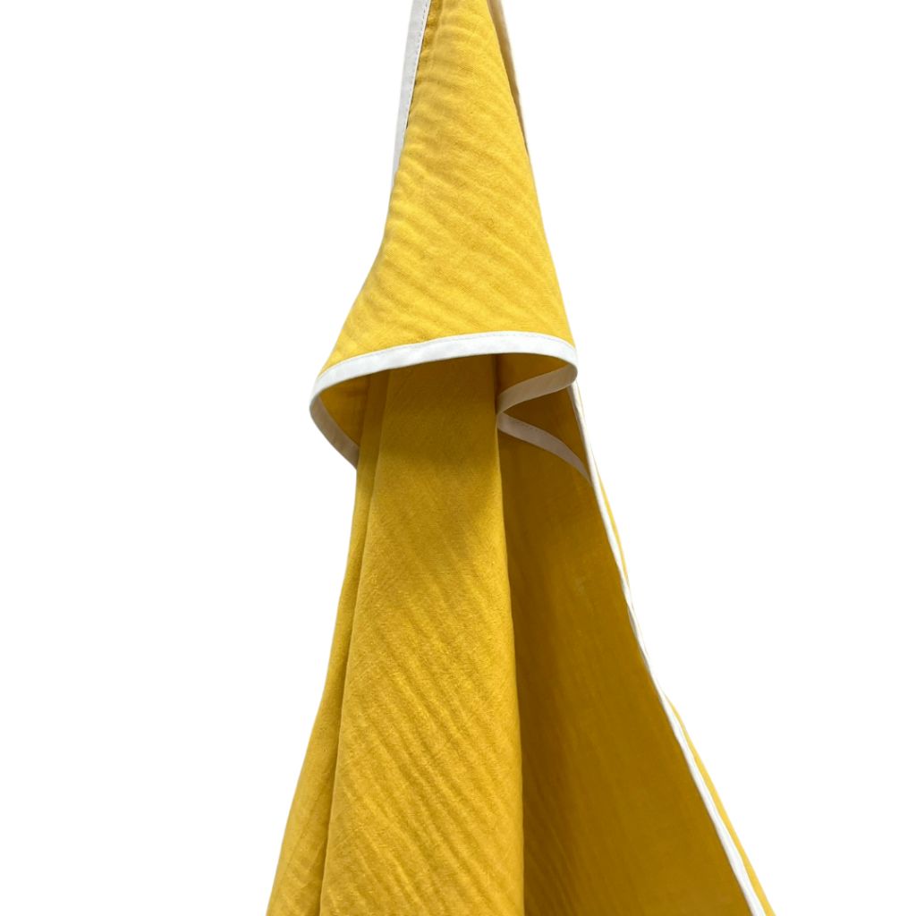 Fürdőlepedő kapucnival - Yellow - prémium muszlin
