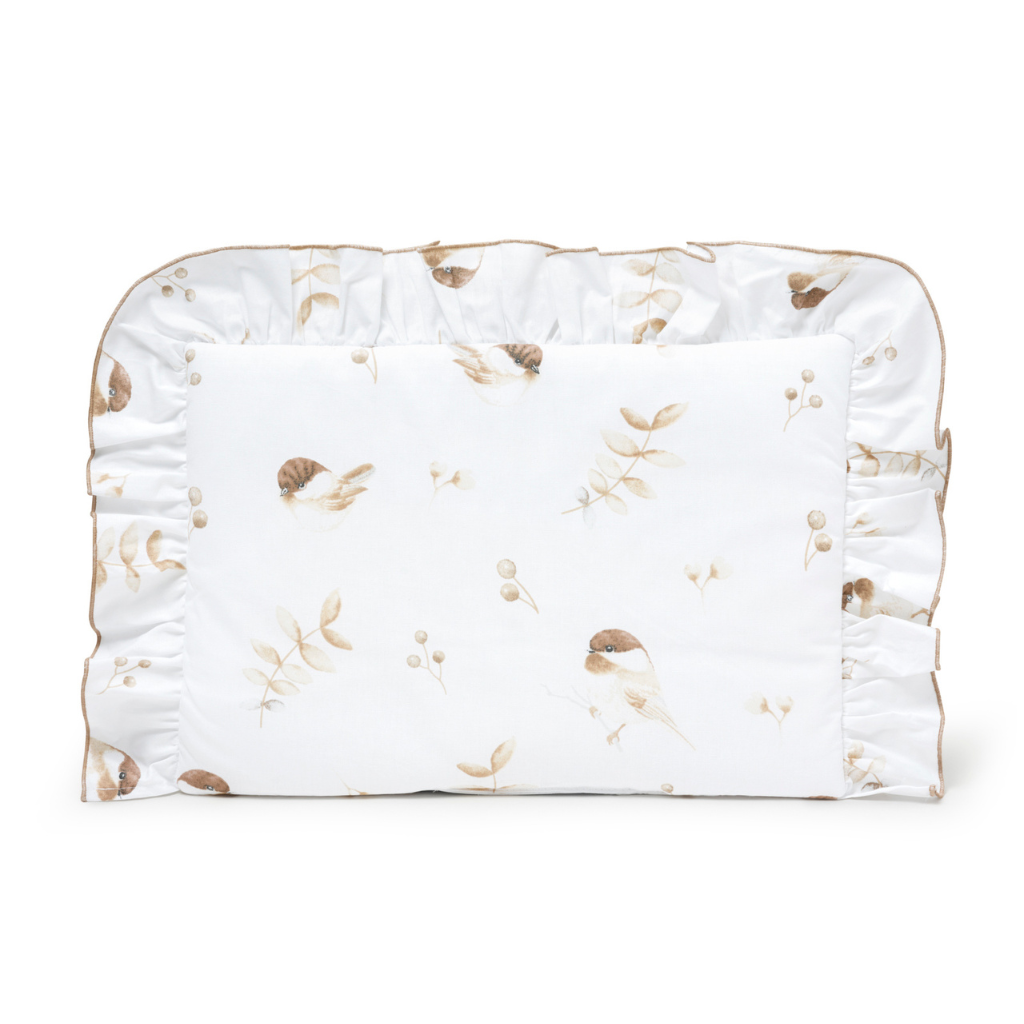 Lapos párna fodrokkal 25×35 - Lovely Bird - pamut