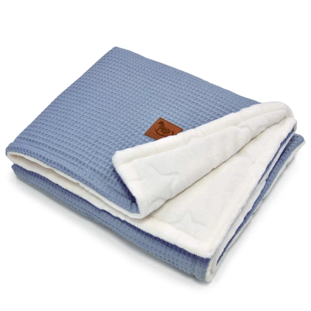 Téli takaró 75x100 - jeans - plüss/gofri pamut