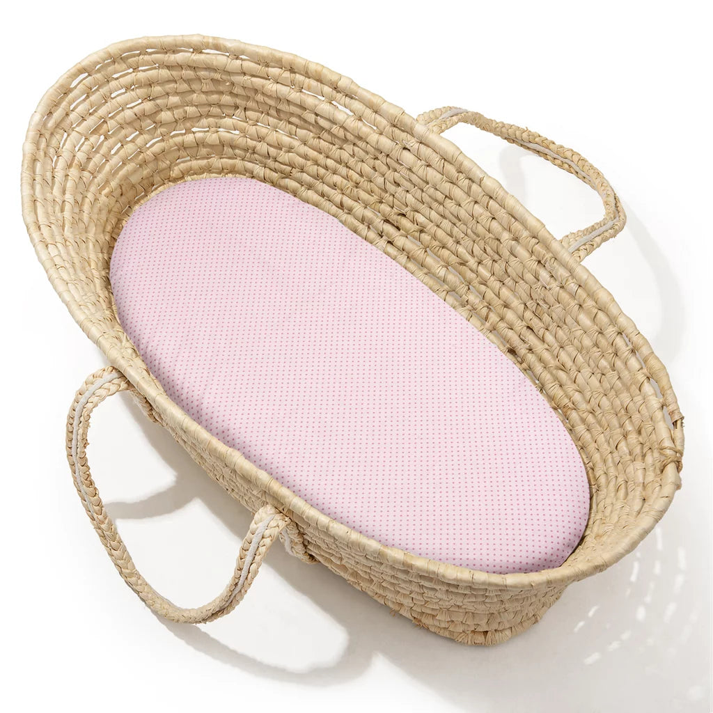 Lepedő mózeskosárba gumis - Dots Pink