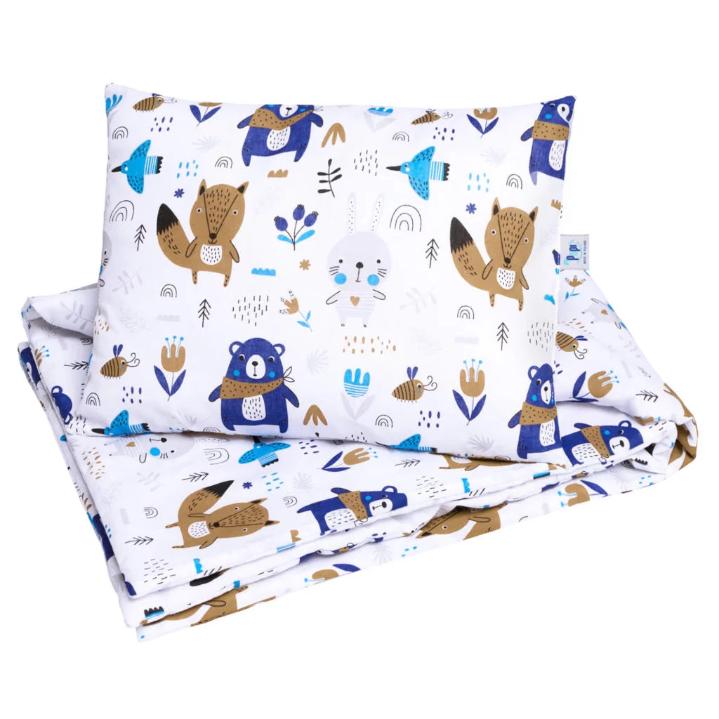 Szett 30×40-ös párna és 75×100-ös takaró – Blue Bear – pamut