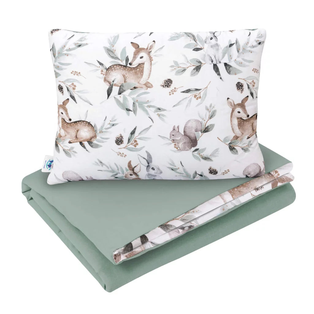 Szett 30×40-ös párna és 75×100-ös takaró – Green Groove Sage – pamut