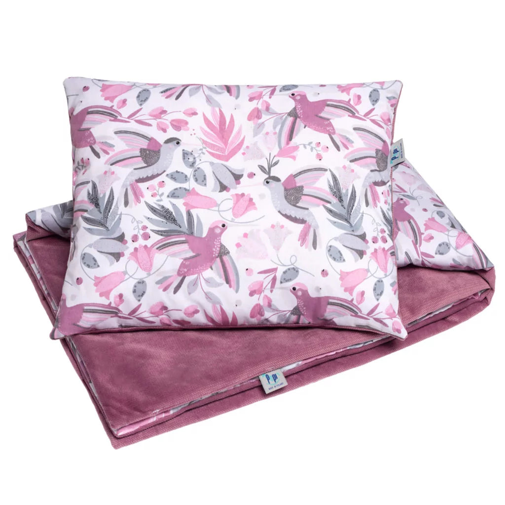 Szett 30×40-ös párna és 75×100-ös takaró – Hummingbird old rosa – pamut/velvet