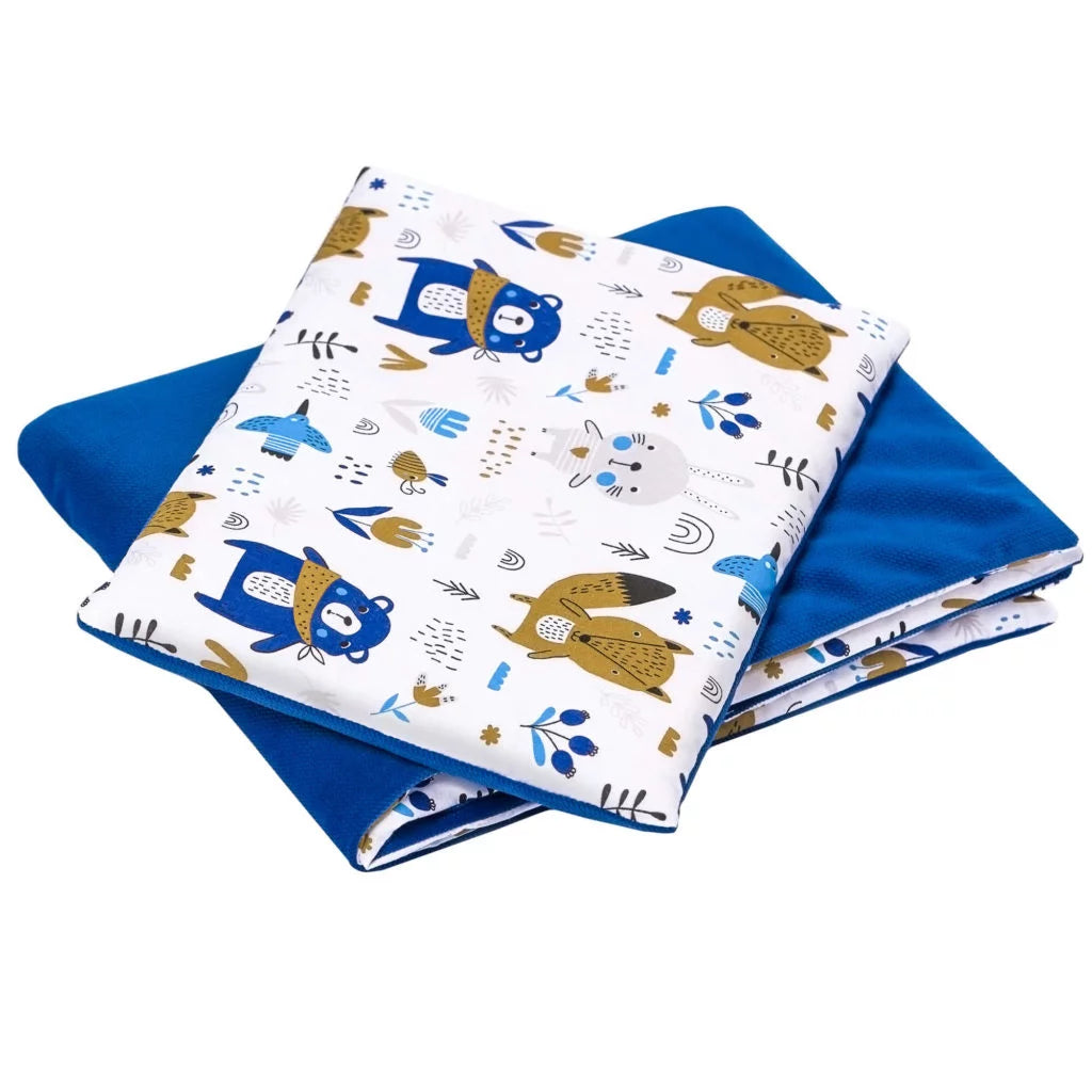 Szett 25x35-ös párna és 55x75-ös takaró – Blue Bear – pamut/velvet