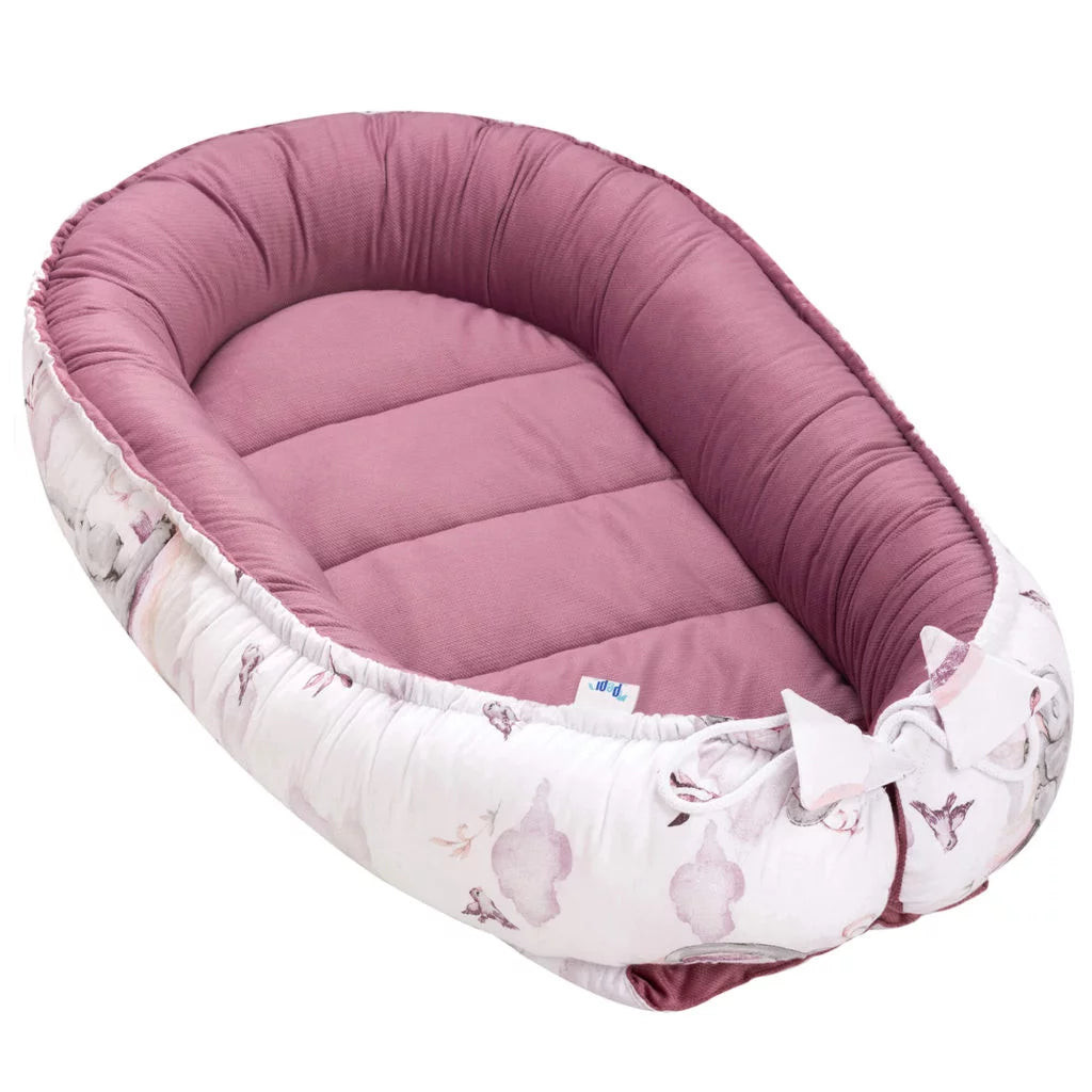 Babafészek és pólya szett - Eledreams Pink - pamut/velvet