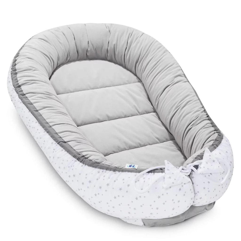 Babafészek és pólya szett - Grey Galaxy - pamut/velvet