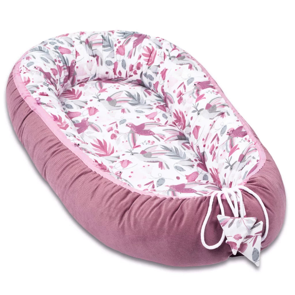 Babafészek és pólya szett - Hummingbird old rosa - pamut/velvet