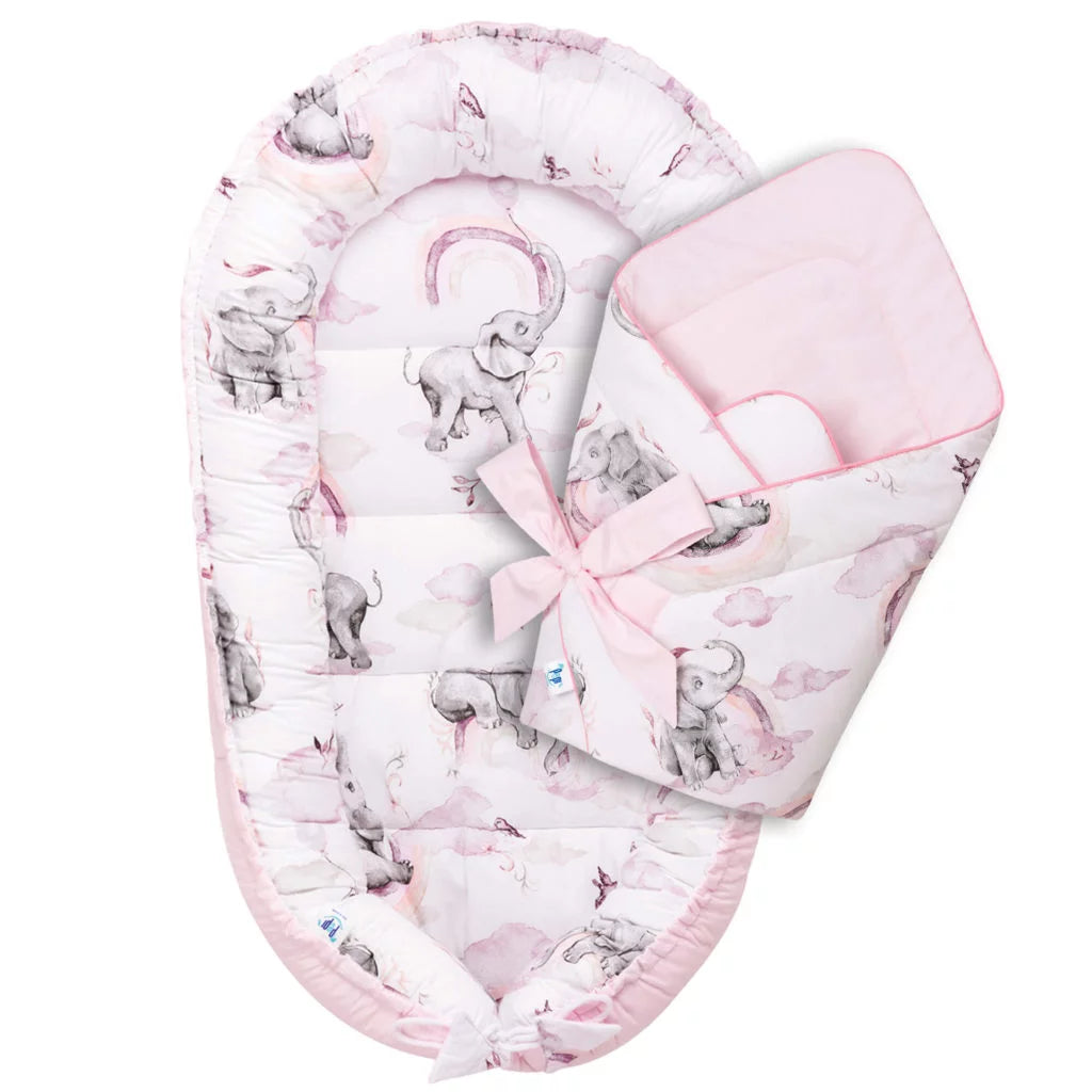 Babafészek és pólya szett - Eledreams Pink - pamut