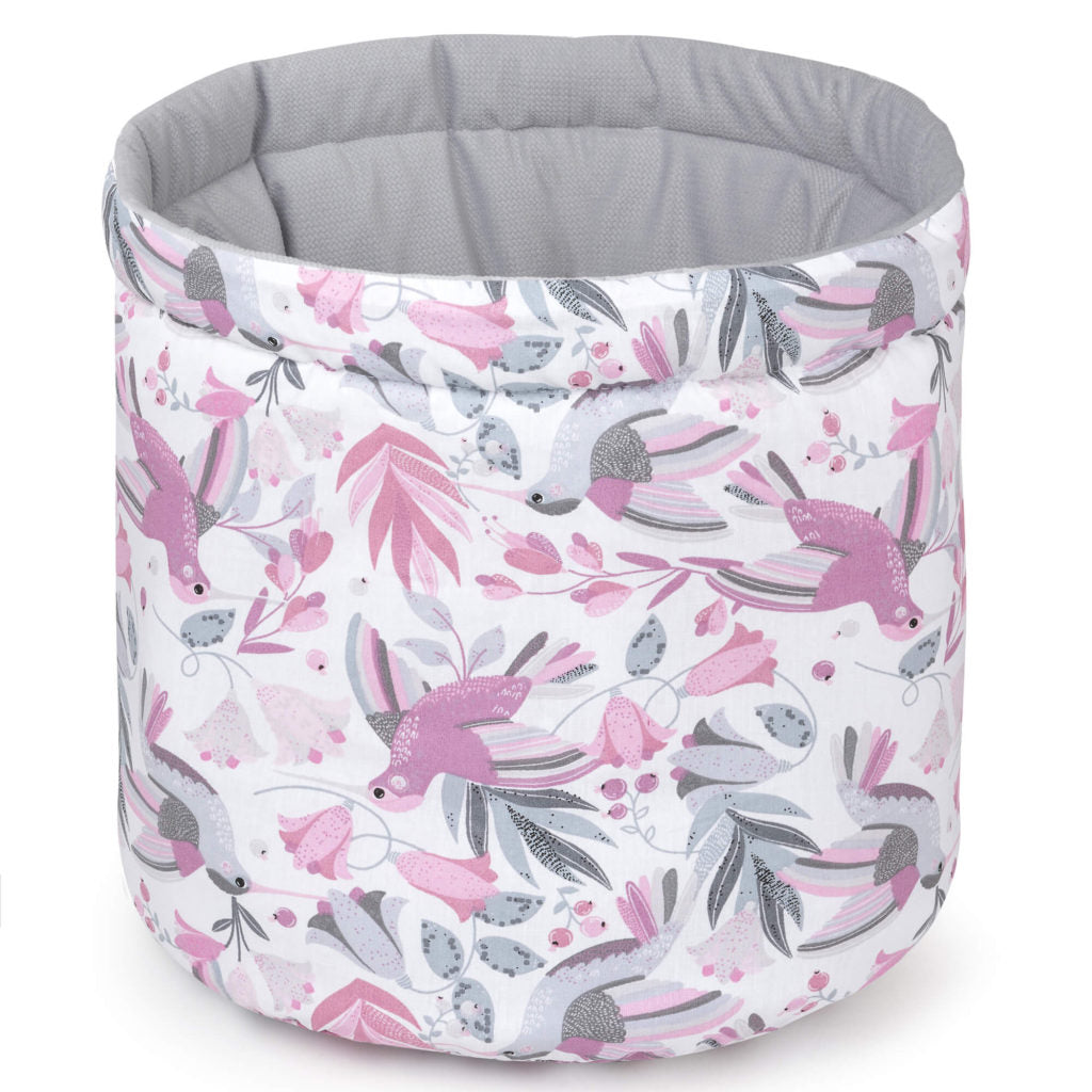 Kosárka babakellékekhez - Hummingbird grey - pamut/velvet