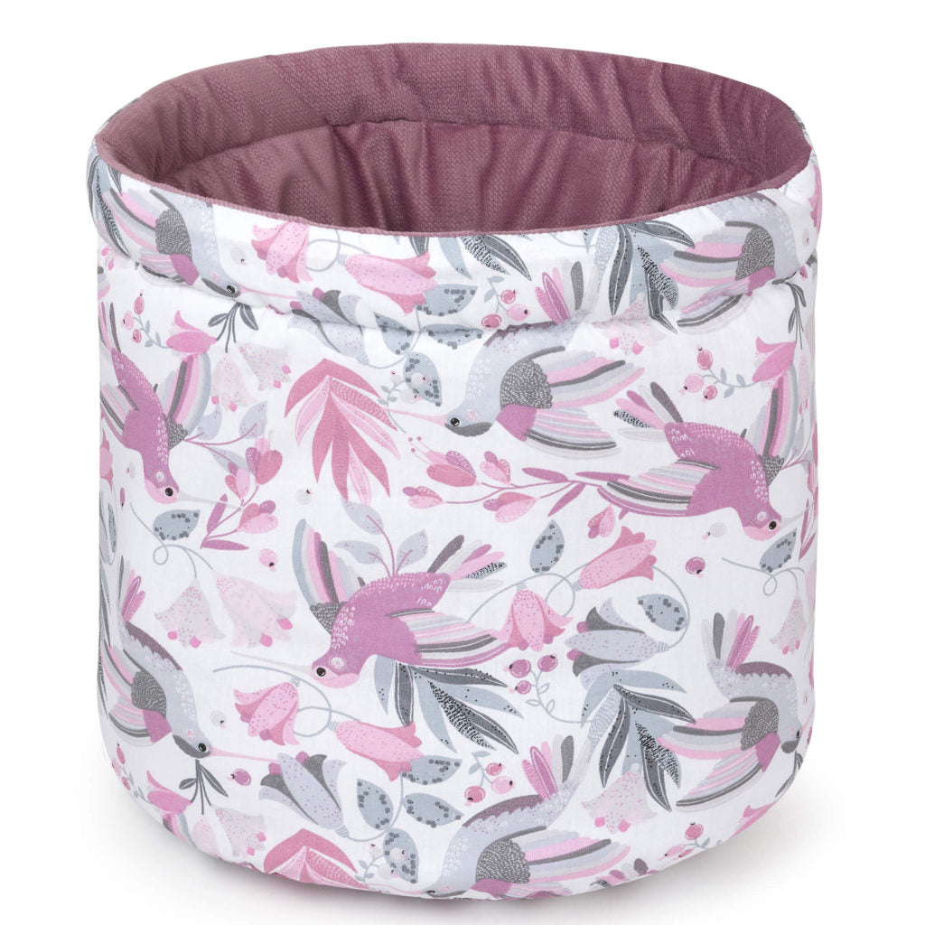 Kosárka babakellékekhez - Hummingbird old rosa - pamut/velvet