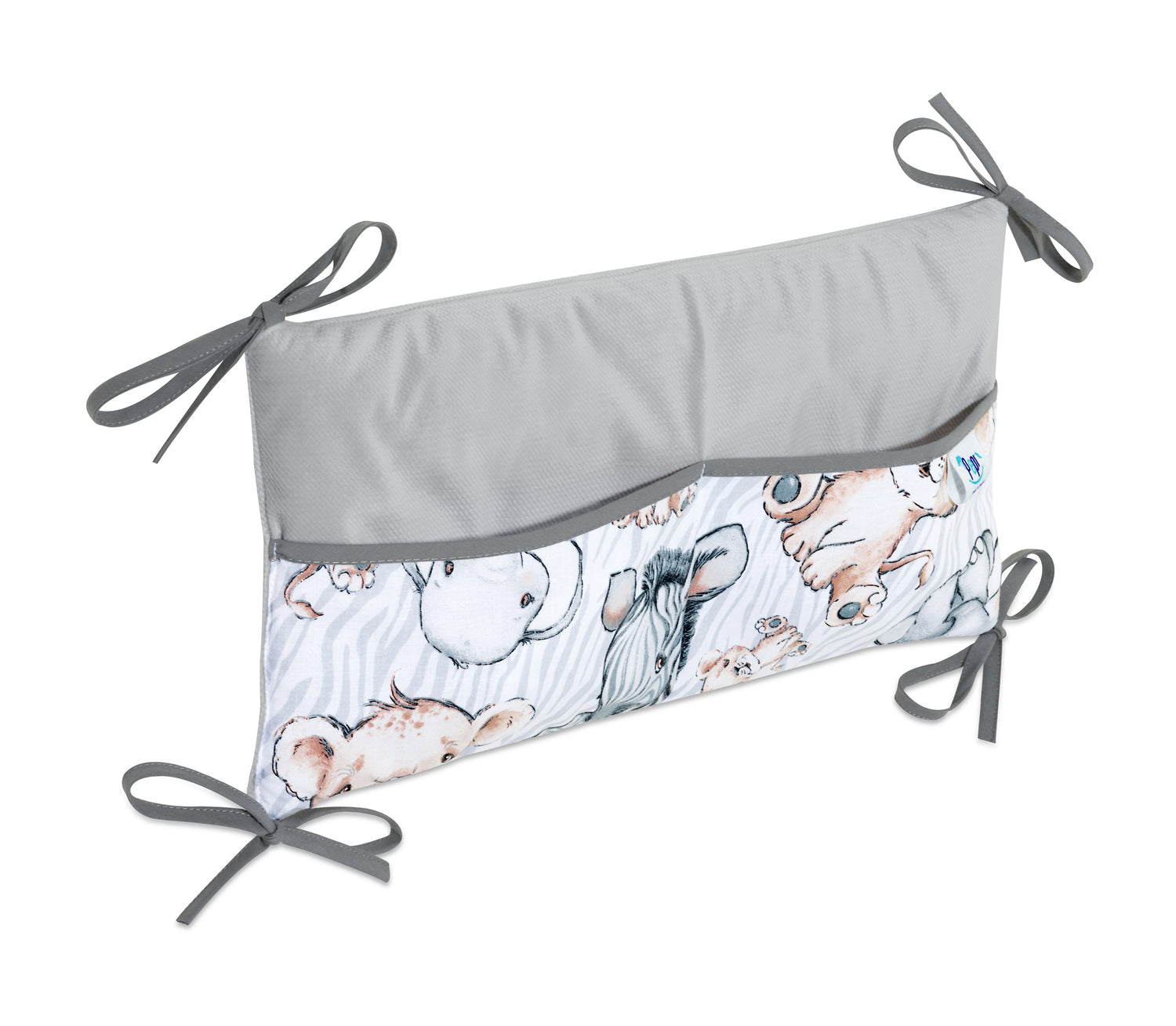 Kiságyra szerelhető tároló 42x22 - Safari grey - pamut/velvet