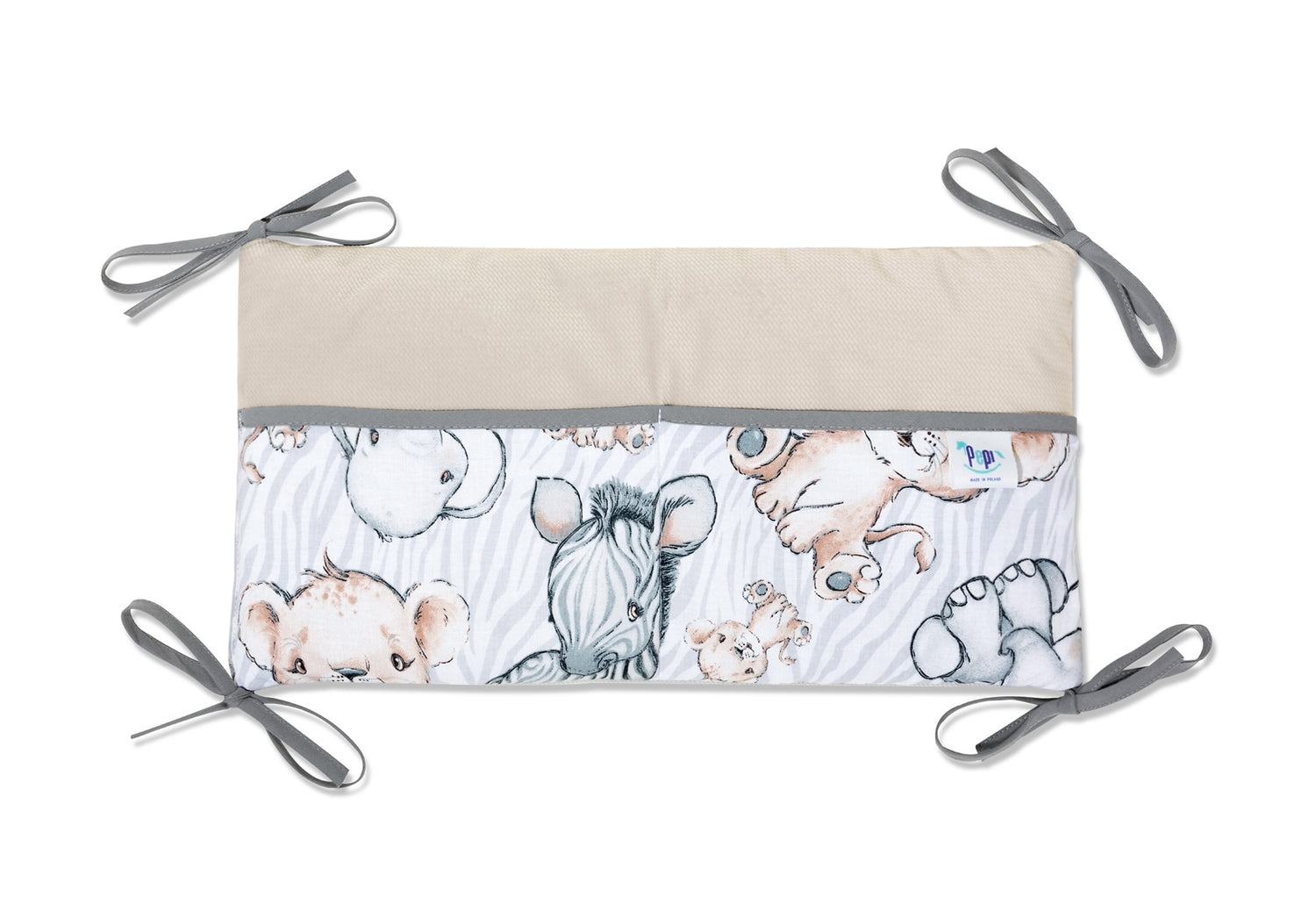 Kiságyra szerelhető tároló 42x22 - Safari cappucino - pamut/velvet