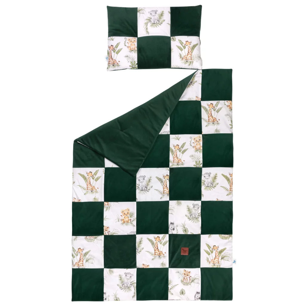 Patchwork paplan 100x140 lapos párnával 40x60 - Afrimals - pamut/velvet
