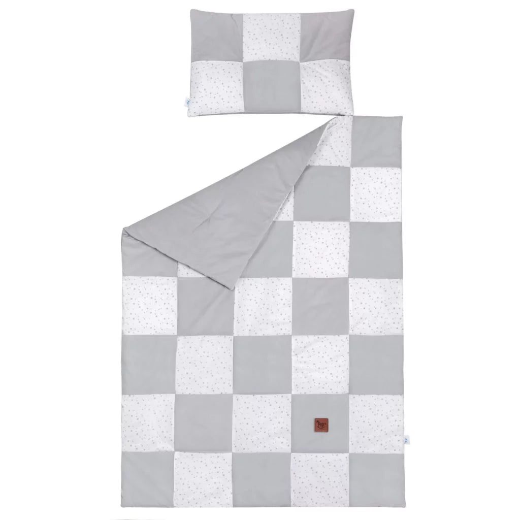 Patchwork paplan 100x140 lapos párnával 40x60 - Grey Galaxy - pamut/velvet