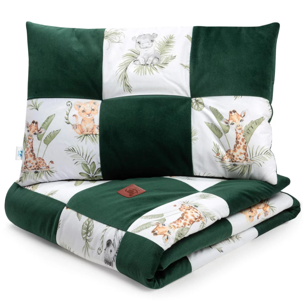 Patchwork paplan 100x140 lapos párnával 40x60 - Afrimals - pamut/velvet