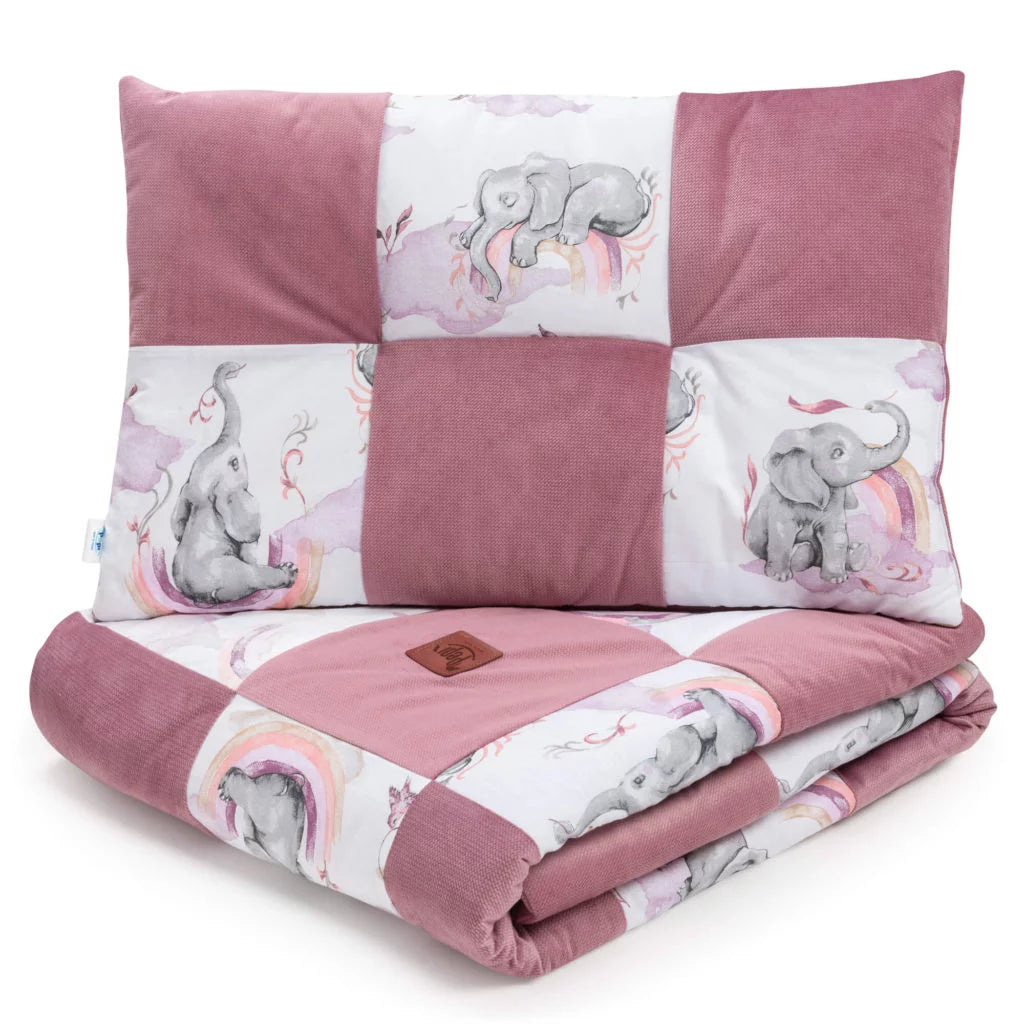 Patchwork paplan 100x140 lapos párnával 40x60 - Eledreams Pink - pamut/velvet