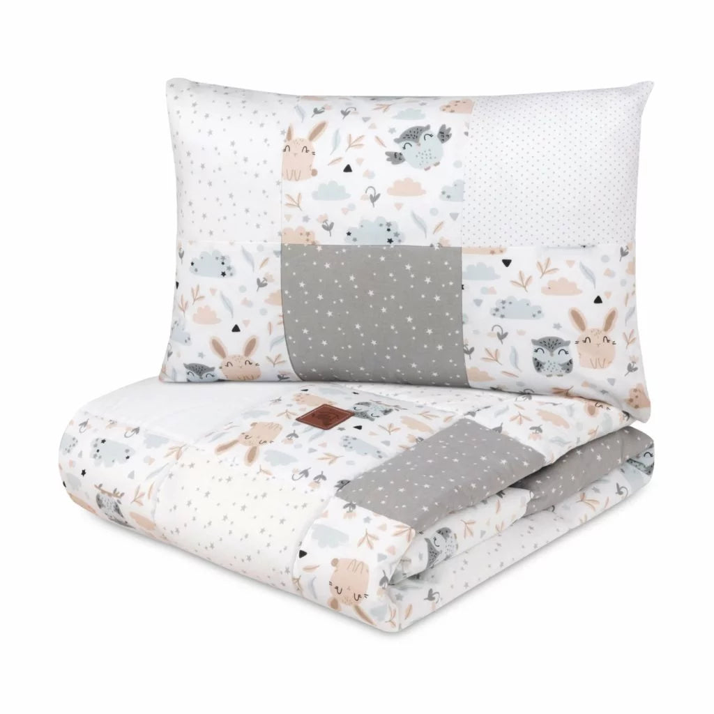 Patchwork paplan 100x140 párnahuzattal 40x60 - Forest Friends - pamut