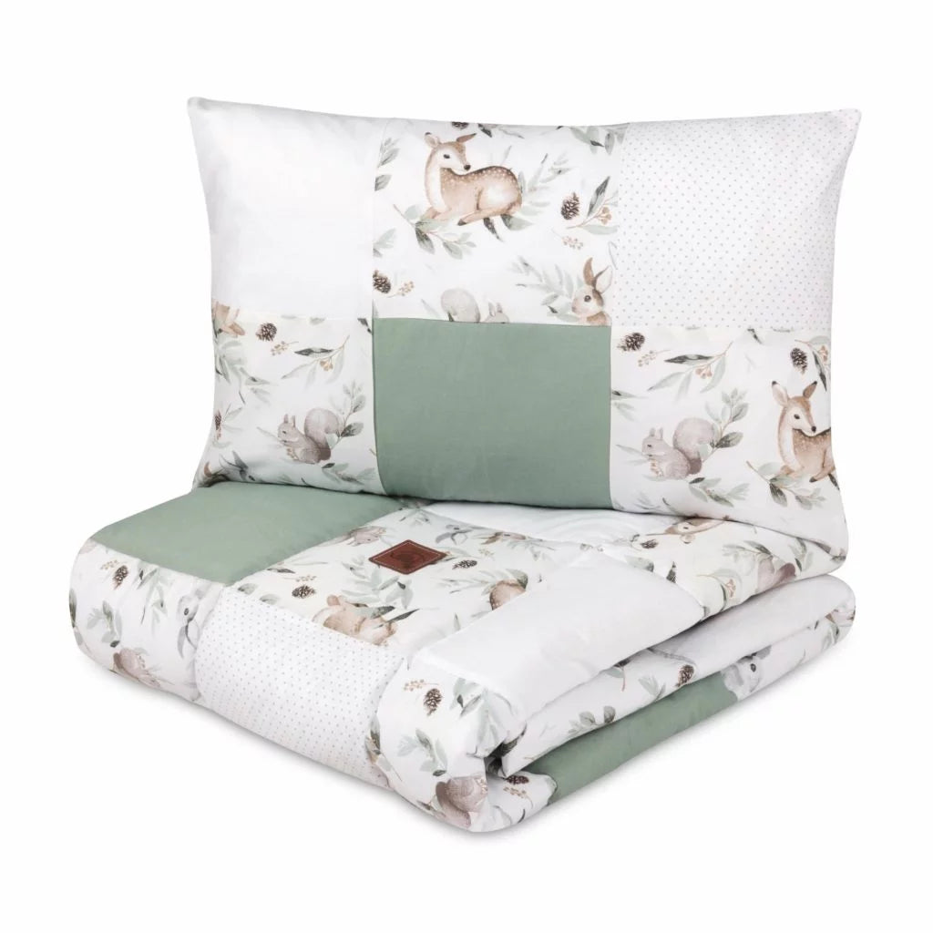 Patchwork paplan 100x140 párnahuzattal 40x60 - Green Groove - pamut
