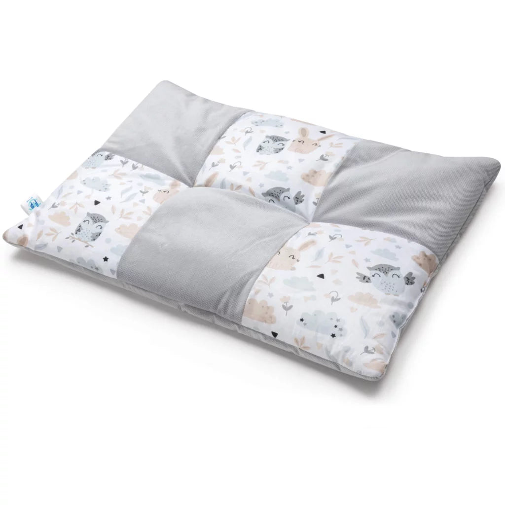Patchwork paplan 100x140 lapos párnával 40x60 - Forest Friends - pamut/velvet