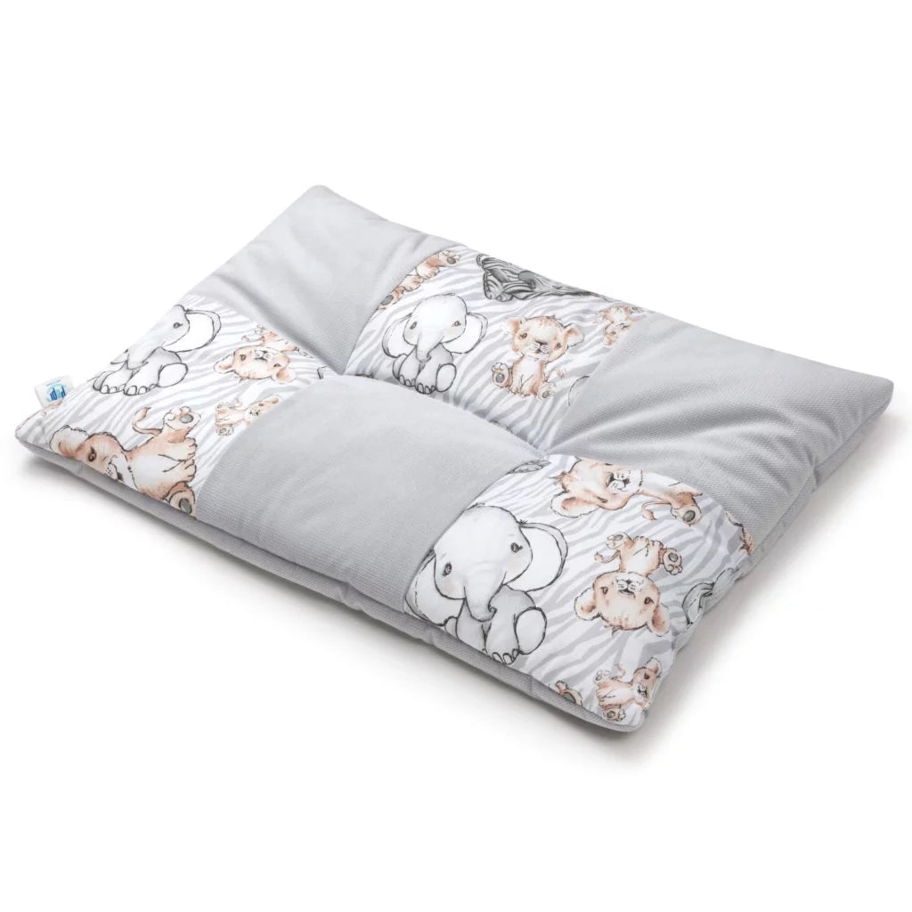 Patchwork paplan 100x140 lapos párnával 40x60 - Safari grey - pamut/velvet