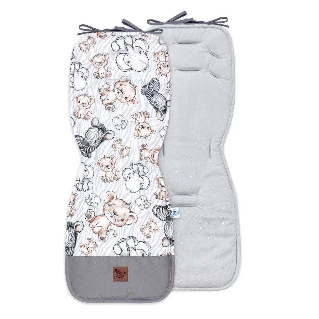 Babakocsi betét övvédőkkel - Safari grey - pamut/velvet